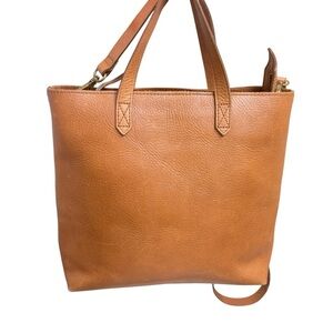 Madewell the transporter tote bag in brown leather medium